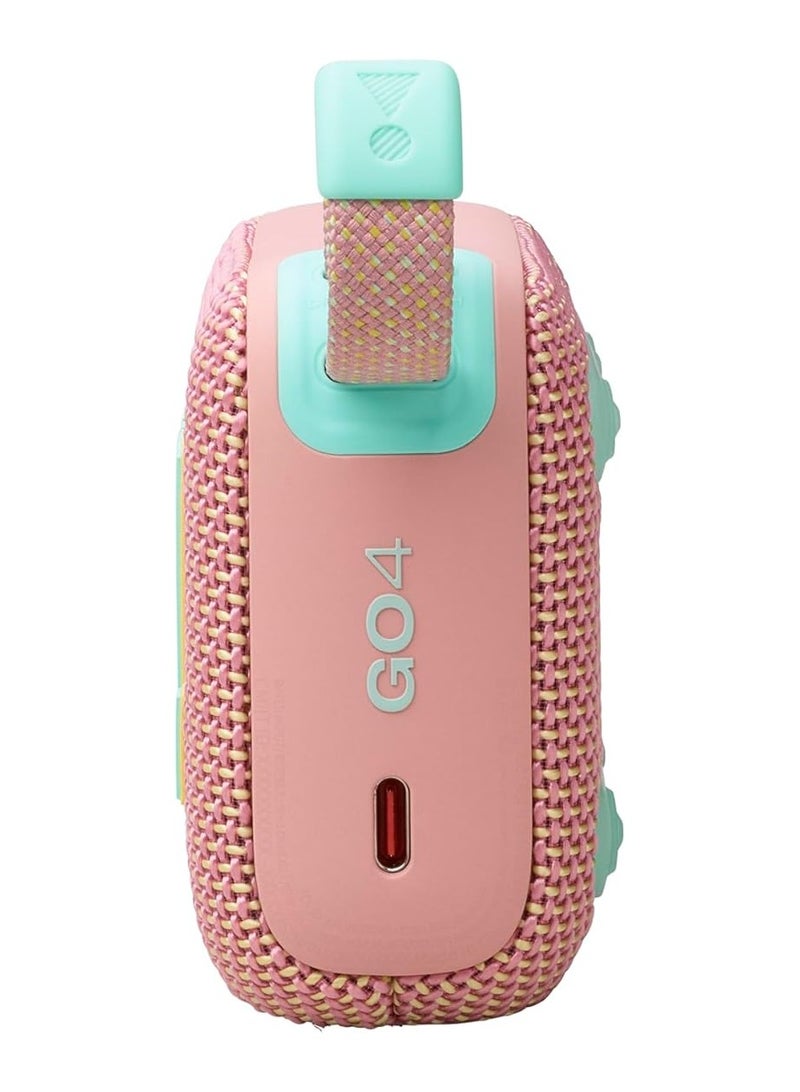 Go4 Ultra-Portable Speaker: JBL Pro Sound with Punchy Bass | 7+2 Hours Playtime with Boost | Multi-Speaker Connection via Auracast | IP67 Waterproof & Dustproof | Pink | 1 Year Local warranty