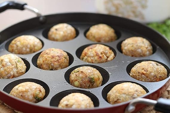 AKSH AKSH Non-Stick 12 Cavity Appam Patra Kan with Stainless Steel Lid | Appam Maker | Appam pan |Dishwasher Safe  - Image 4