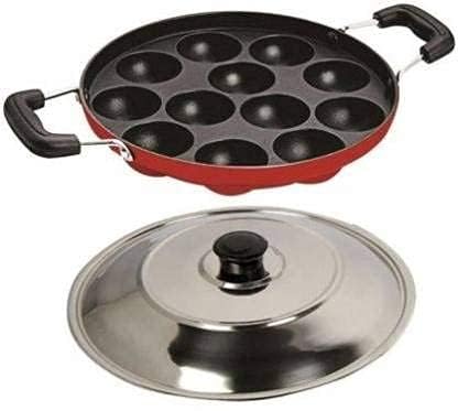 AKSH AKSH Non-Stick 12 Cavity Appam Patra Kan with Stainless Steel Lid | Appam Maker | Appam pan |Dishwasher Safe  - Image 1