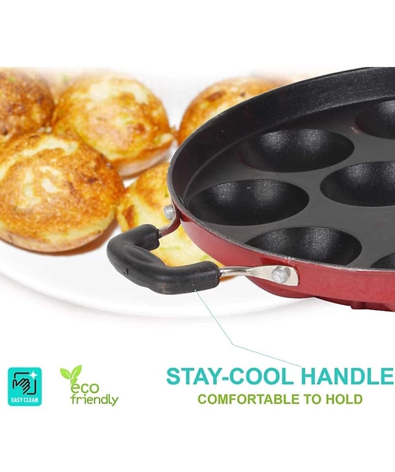 AKSH AKSH Non-Stick 12 Cavity Appam Patra Kan with Stainless Steel Lid | Appam Maker | Appam pan |Dishwasher Safe  - Image 5