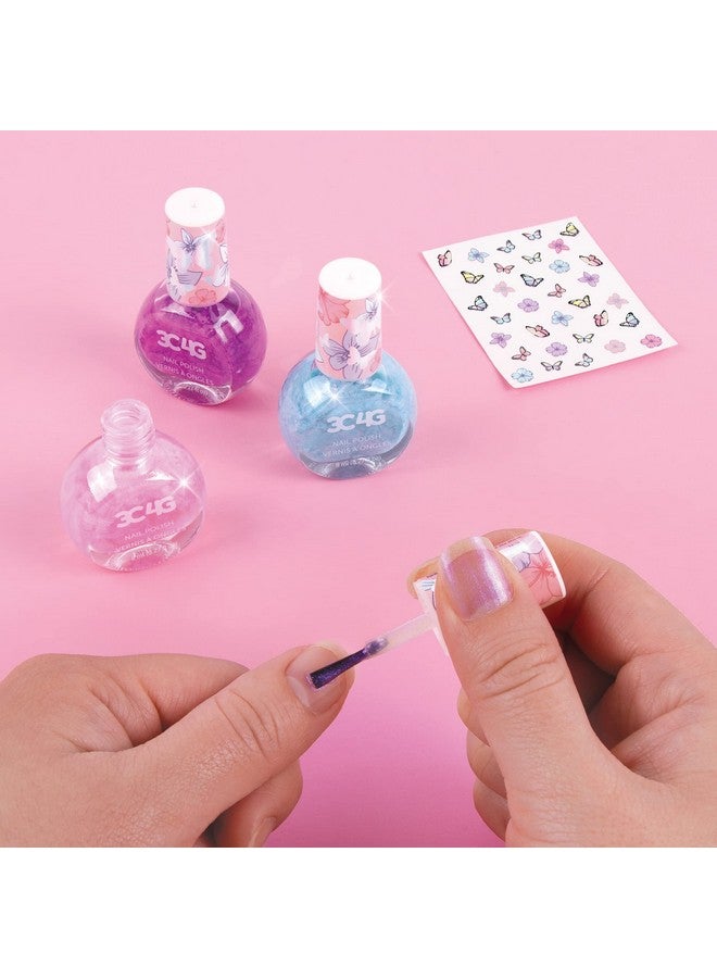 3C4G Butterfly Nail Polish Trio - 3 Pack Kids Nail Polish Set for Girls - Water Based, Unscented, Non Toxic Nail Polish for Kids - Girls Nail Polish Kit for Kids Ages 8-12-16 by Make It Real - Image 3