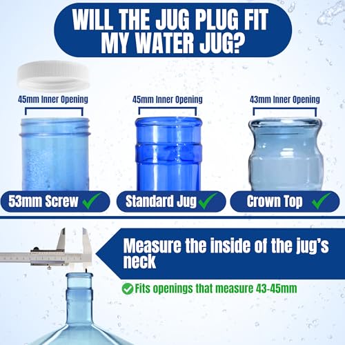 The Jug Plug Jug Plug The Original 5 Gallon Water Jug Cap Reusable - No Spill Silicone 3 & 5 Gallon Water Jug Lid Fits 55mm Bottles with a 45mm Opening - Leak-Proof 5 Gal Water Jug Cap Replacement Cover - 3 Pack - Image 2