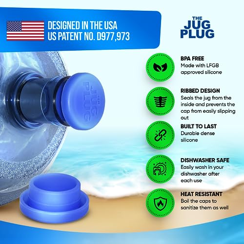 The Jug Plug Jug Plug The Original 5 Gallon Water Jug Cap Reusable - No Spill Silicone 3 & 5 Gallon Water Jug Lid Fits 55mm Bottles with a 45mm Opening - Leak-Proof 5 Gal Water Jug Cap Replacement Cover - 3 Pack - Image 5