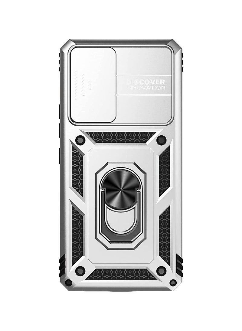 Samsung Galaxy A53 5G Case with Slide Camera Cover 360° Rotatable Magnetic Ring Holder Kickstand Heavy Duty Protective Shockproof Phone Back Cover Protector with Anti-scratch Silver - Image 2