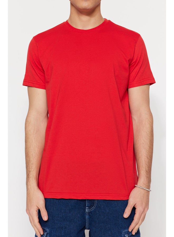 trendyol Red Basic Regular/Real Fit Crew Neck Short Sleeve T-Shirt TMNSS22TS0271  - Image 2
