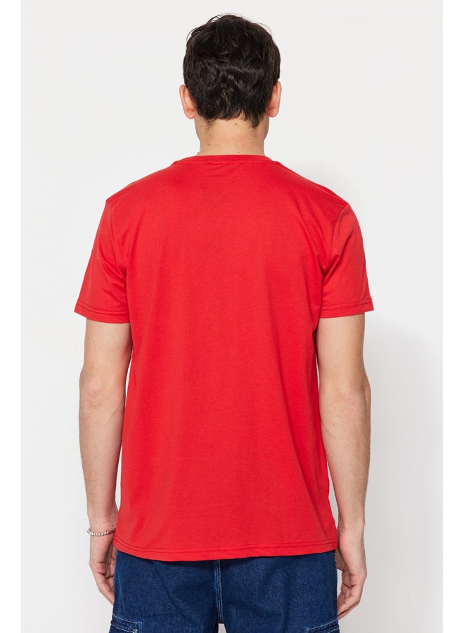 trendyol Red Basic Regular/Real Fit Crew Neck Short Sleeve T-Shirt TMNSS22TS0271  - Image 3