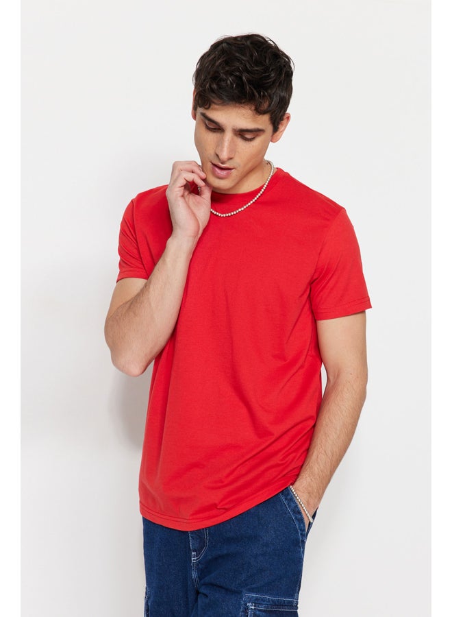trendyol Red Basic Regular/Real Fit Crew Neck Short Sleeve T-Shirt TMNSS22TS0271  - Image 5