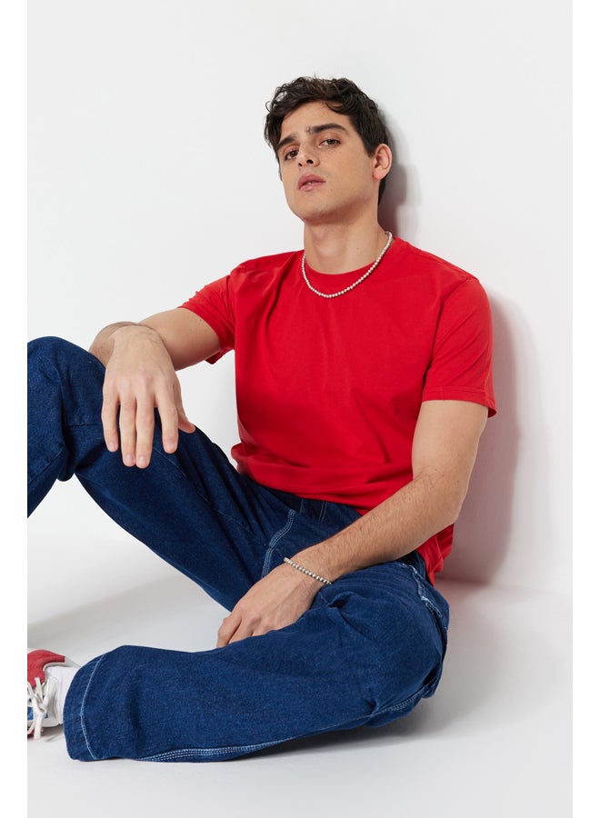 trendyol Red Basic Regular/Real Fit Crew Neck Short Sleeve T-Shirt TMNSS22TS0271  - Image 1