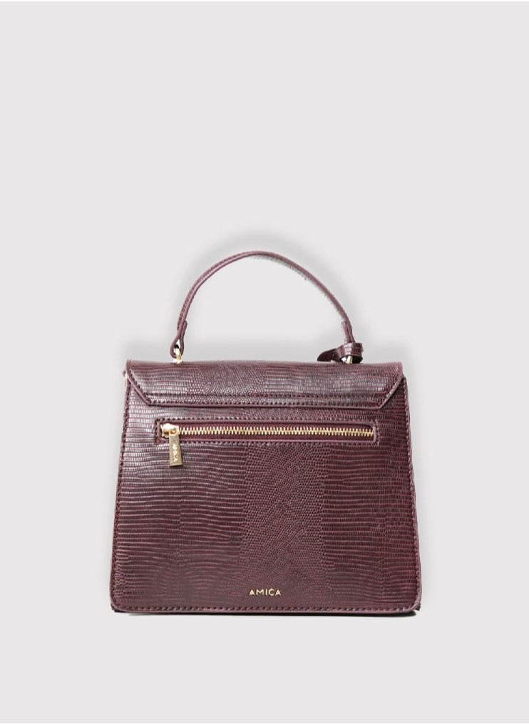 AMICA - Emma Women's Mini Crossbody Bag with Top Handle -Plum Red - Image 1