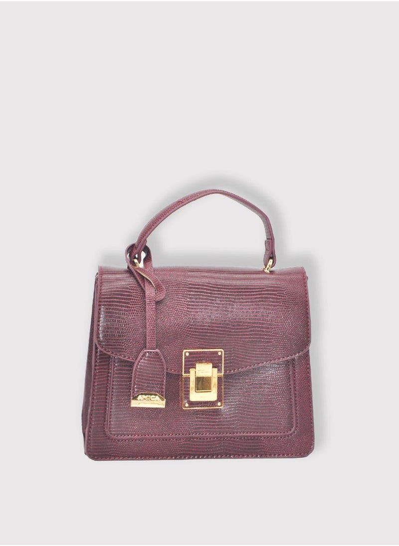 AMICA - Emma Women's Mini Crossbody Bag with Top Handle -Plum Red - Image 1