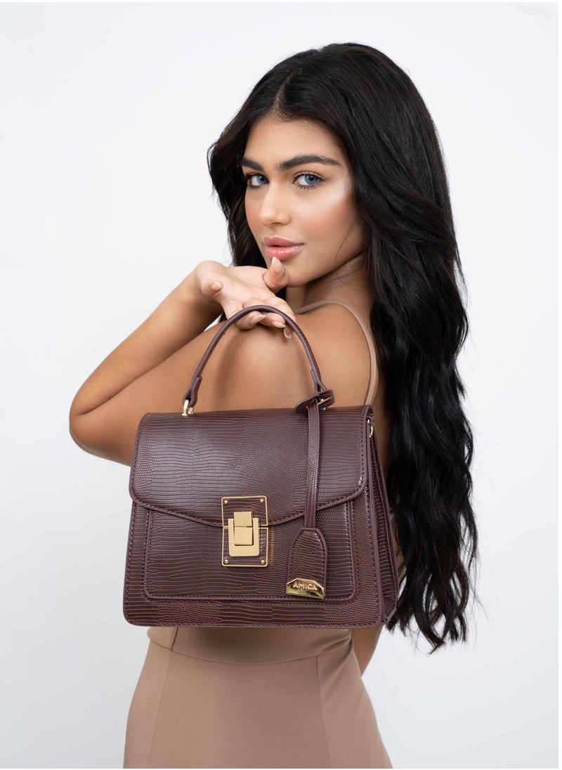 AMICA - Emma Women's Mini Crossbody Bag with Top Handle -Plum Red - Image 1