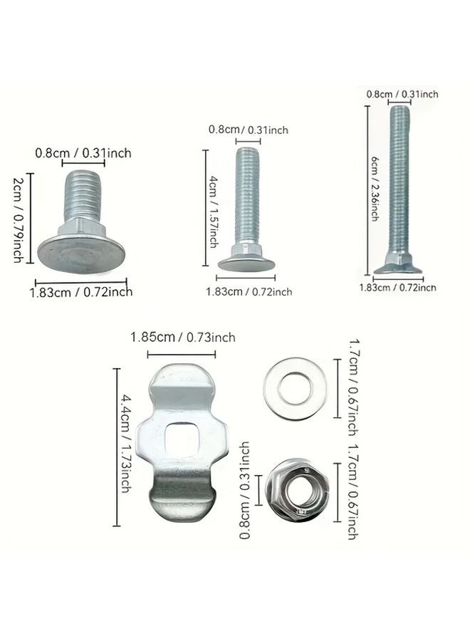M8x60mm L Shaped Track Connector Threaded Pins Galvanized Steel With Nut For RV Truck Trailer - Image 5
