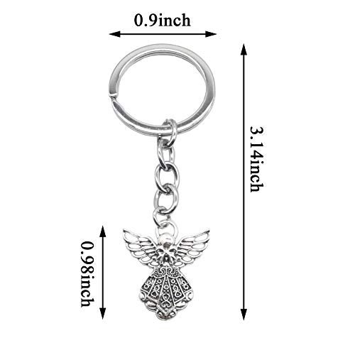 YOOHUA 50pcs 3.14in Guardian Angel Pendant Key Rings - Silver Tone Angel Charm Key Rings - Image 2