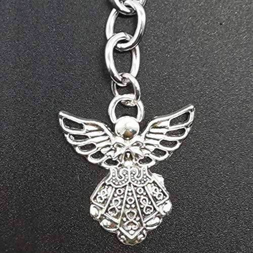 YOOHUA 50pcs 3.14in Guardian Angel Pendant Key Rings - Silver Tone Angel Charm Key Rings - Image 3
