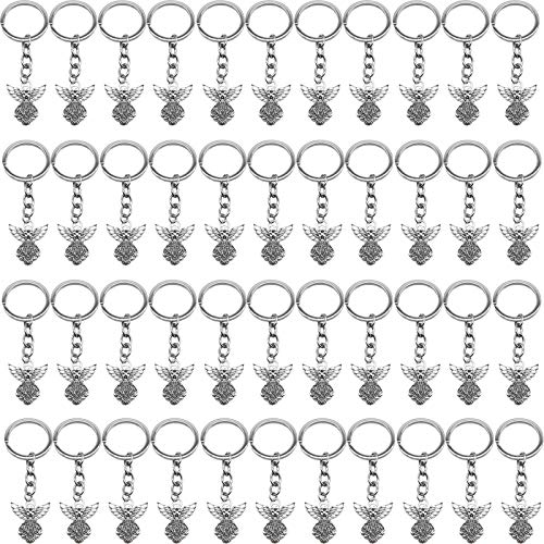 YOOHUA 50pcs 3.14in Guardian Angel Pendant Key Rings - Silver Tone Angel Charm Key Rings - Image 1
