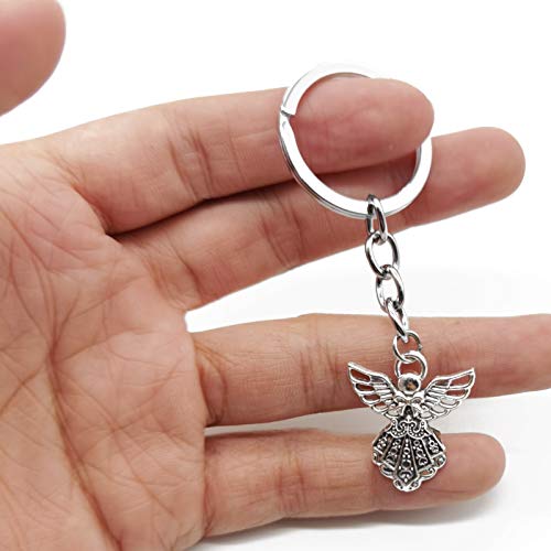 YOOHUA 50pcs 3.14in Guardian Angel Pendant Key Rings - Silver Tone Angel Charm Key Rings - Image 4