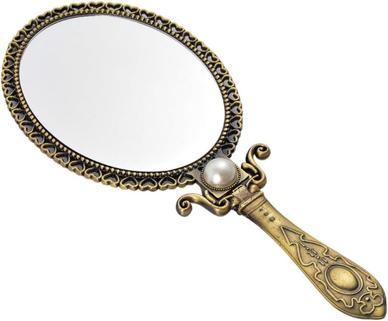 LABRIMP Vintage Retro Cosmetic Mirror Double-Sided Folding Pocket Size Handheld Makeup Mirror with Creative Pattern Portable for Travel and Daily Use - Image 1