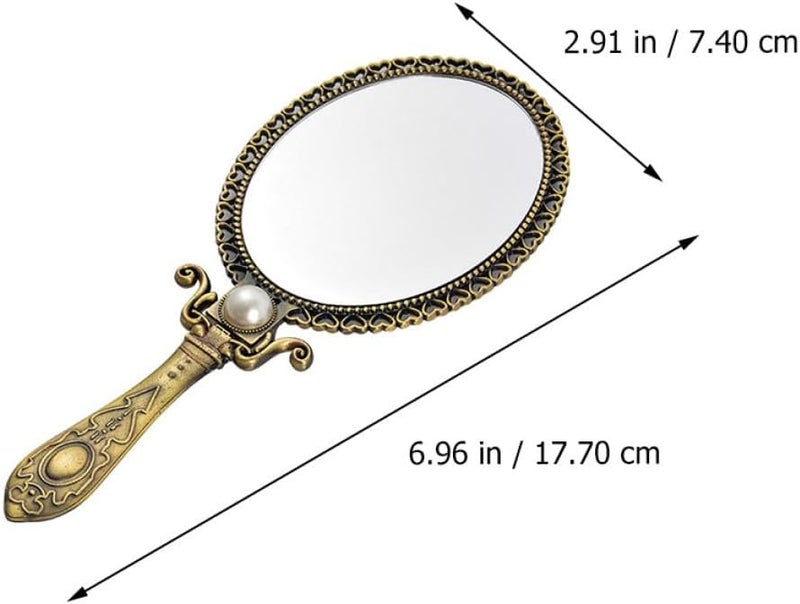 LABRIMP Vintage Retro Cosmetic Mirror Double-Sided Folding Pocket Size Handheld Makeup Mirror with Creative Pattern Portable for Travel and Daily Use - Image 2