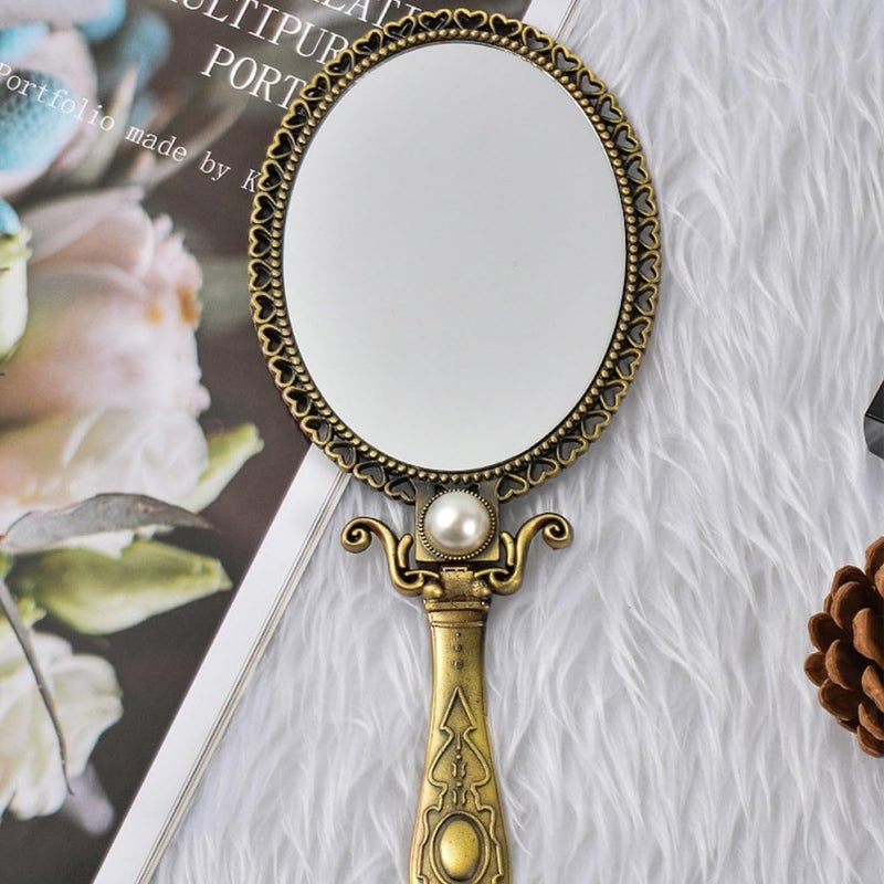 LABRIMP Vintage Retro Cosmetic Mirror Double-Sided Folding Pocket Size Handheld Makeup Mirror with Creative Pattern Portable for Travel and Daily Use - Image 5
