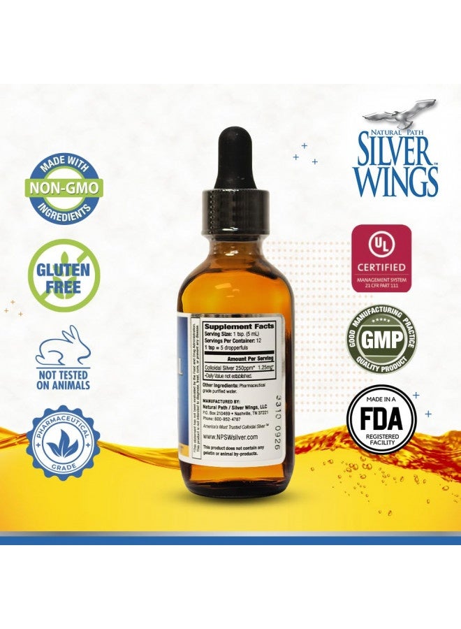 Natural Path Silver Wings Natural Path Silver Wings Colloidal Silver 250Ppm (1250Mcg) Enhanced Immune Support Supplement - 2 Fl. Oz. Dropper Top  - Image 1