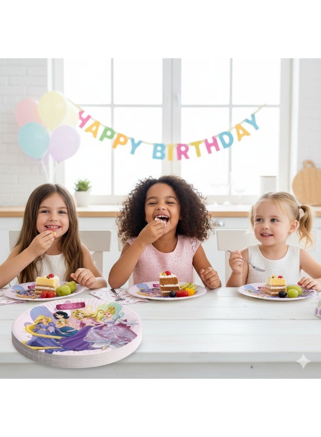 Ciao أطباق ورقية قابلة للتحلل من تشاو برينسيس تون - 18 سم أطباق حفلات (عبوة من 8) بتصميم أميرات القصص الخيالية - Image 2