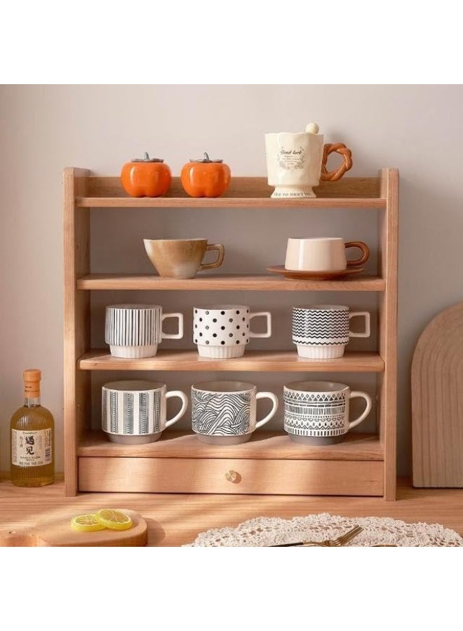 بيت مجات خشبي مقاس 60×60 سم – 4 رفوف + 4 أماكن تعليق لتنظيم المجات وعرضها بشكل أنيق ومميز لركن القهوة - Image 1