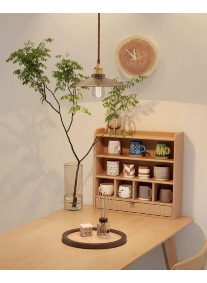 بيت مجات خشبي مقاس 60×60 سم – 4 رفوف + 4 أماكن تعليق لتنظيم المجات وعرضها بشكل أنيق ومميز لركن القهوة - Image 4