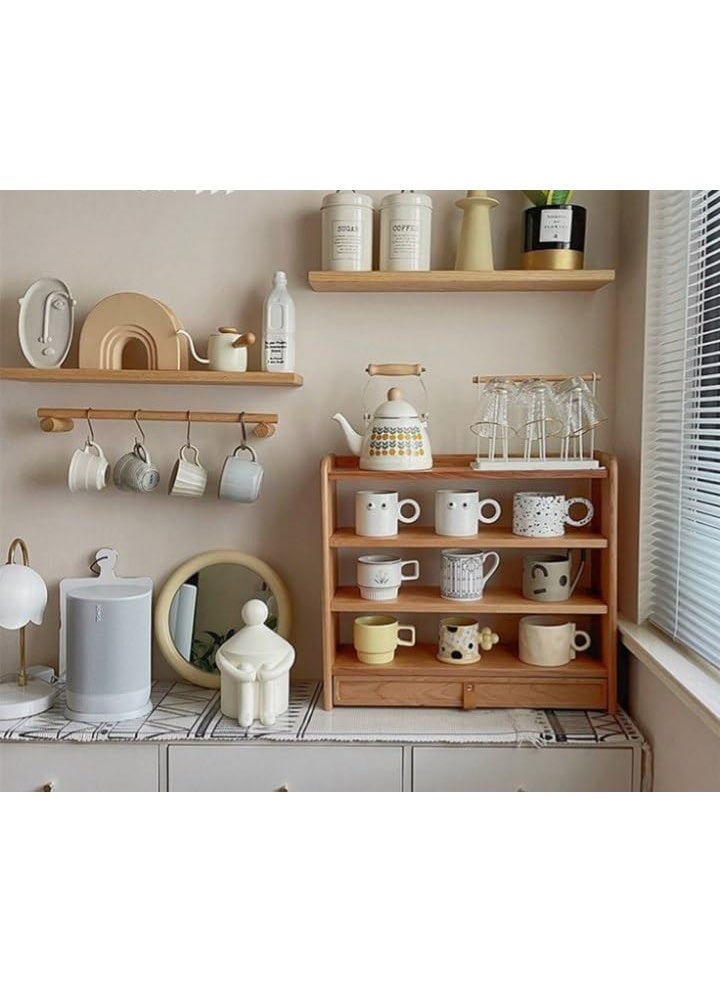 بيت مجات خشبي مقاس 60×60 سم – 4 رفوف + 4 أماكن تعليق لتنظيم المجات وعرضها بشكل أنيق ومميز لركن القهوة - Image 3