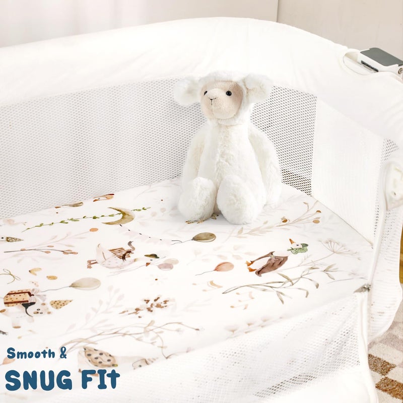 GRSSDER Stretchy Ultra Soft Fitted Bassinet Sheets 3 Pack, Universal Fitted for Oval Rectangle Bassinet Mattresses Safe and Snug, Stylish Bassinet Sheet Gender-Neutral Print for Baby - Image 4