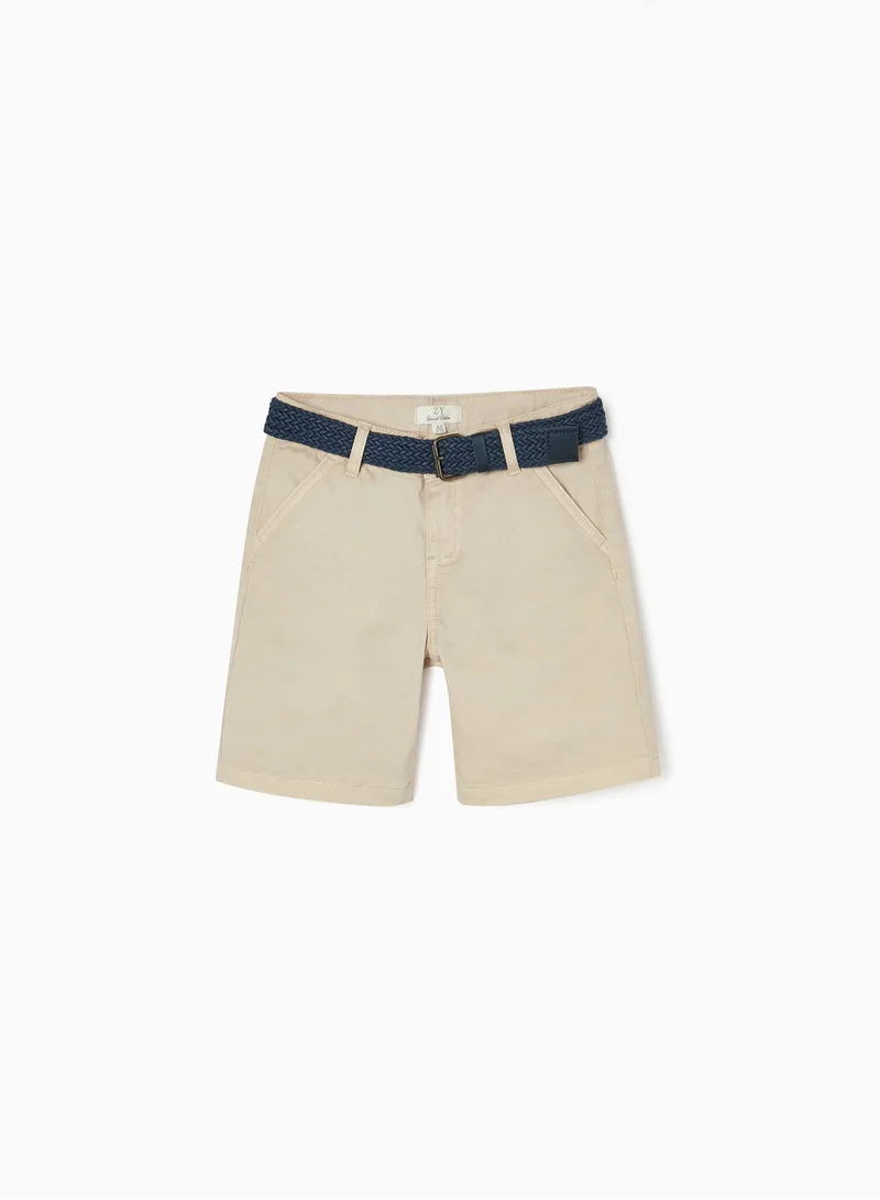 Zippy Shorts with Belt for Boys, Beige