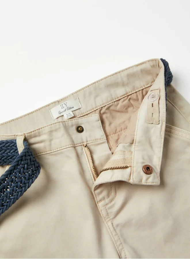 Zippy Shorts with Belt for Boys, Beige