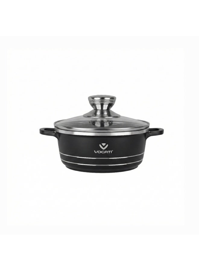 VOGATI CLASSIC SINGLE SERIES 16CM CASSEROLE TITANIUM GRANITE COATING NON STICK WITH GLASS LID-COOKWARE -POT- (100% PFOA FREE) (1.5 Litres) - Image 1