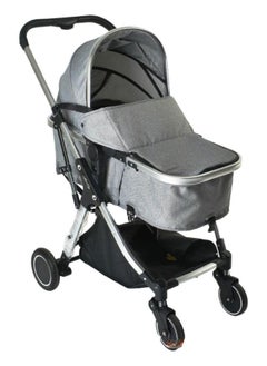 Rally Foldable 3 in 1 Pram Stroller Sleeping Bassinet 360° Rotating Wheels with Carbon Steel Frame body 