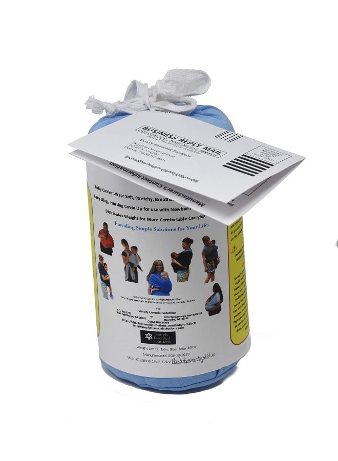 Simply Essential Solutions حمالة أطفال ناعمة وقابلة للتمدد من القطن، حمالة أطفال، غطاء للرضاعة للاستخدام مع حديثي الولادة حتى toddlers: توزع الوزن بالتساوي لراحة أكبر أثناء الحمل (أزرق فاتح) - Image 5