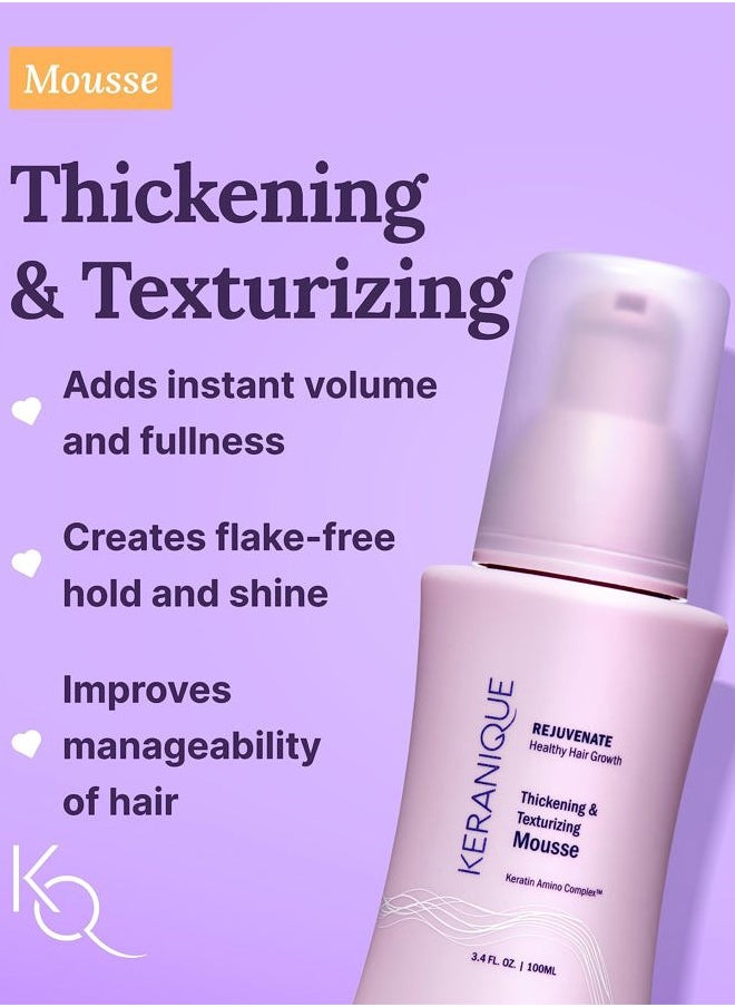 Keranique Volumizing Shampoo and Conditioner Set with Thickening Mousse - Keratin Enriched Volume Kit for Thinning, Fine, Damaged, Dry Hair - Color Safe, Sulfate Free, No Alcohol Formula for Women  - Image 4