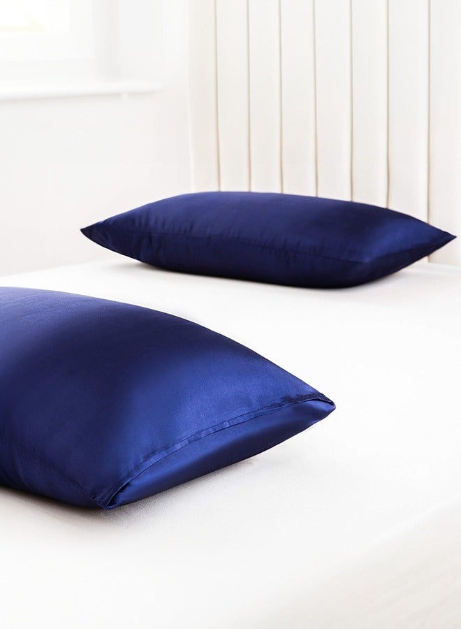 بشكل مختصر غطاء مخدة من الساتان، 2 عبوة أكياس مخدة من الساتان الحرير مقاس 20 بوصة × 30 بوصة للشعر والبشرة غطاء مخدة من الساتان بحجم الملكة مع إغلاق بمغلف (50 × 75 سم، أزرق) - Image 5