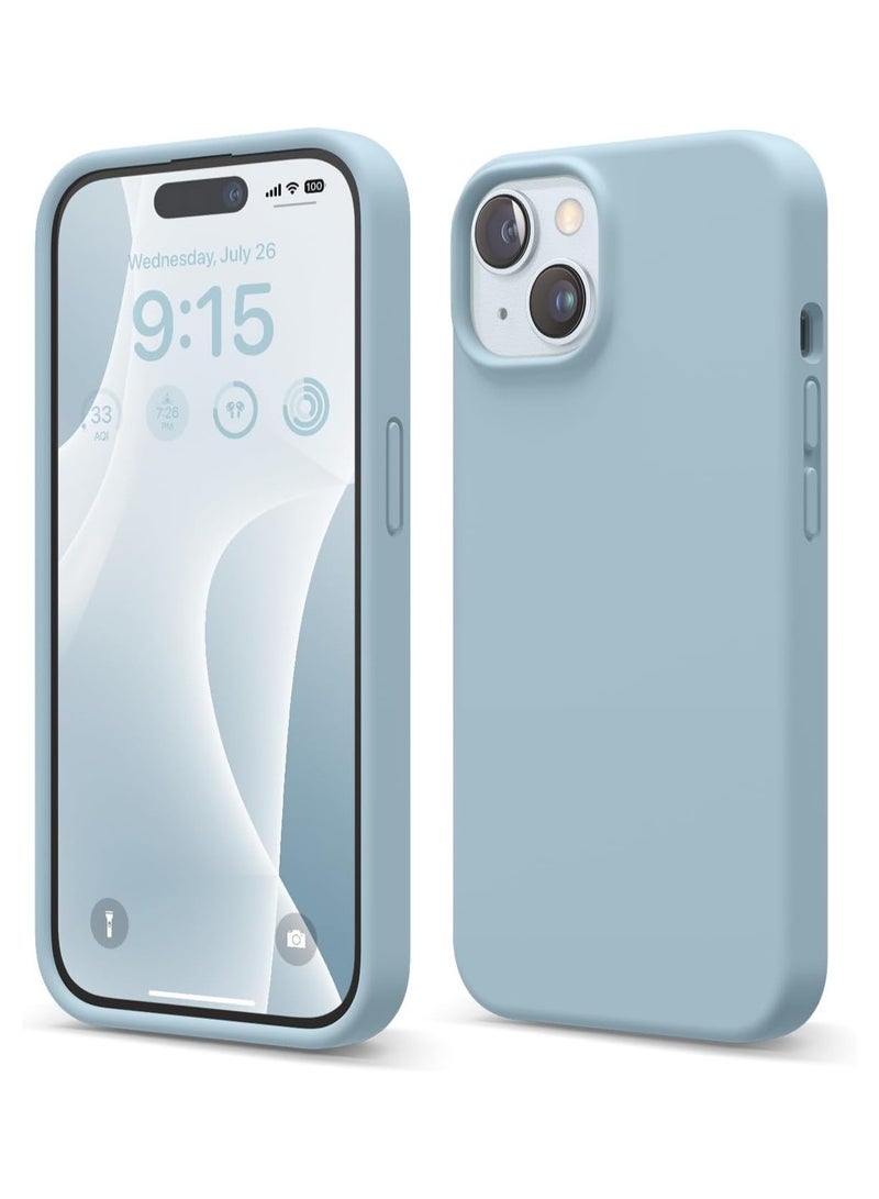 أكاليكس جراب سيليكون متوافق مع iPhone 15 Plus، سيليكون سائل رفيع، طبقات من المطاط الهلامي الناعم المقاوم للصدمات، جراب حماية للهاتف مع بطانة من مادة TPU (أزرق سماوي) - Image 1