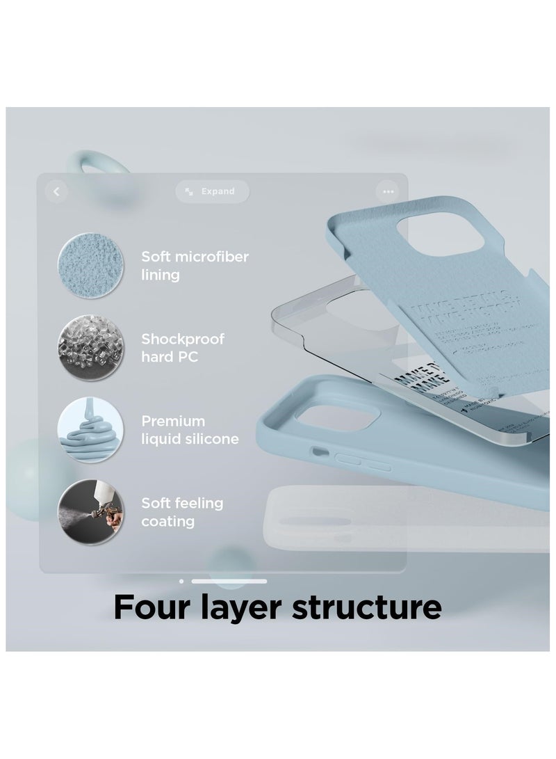 أكاليكس جراب سيليكون متوافق مع iPhone 15 Plus، سيليكون سائل رفيع، طبقات من المطاط الهلامي الناعم المقاوم للصدمات، جراب حماية للهاتف مع بطانة من مادة TPU (أزرق سماوي) - Image 3