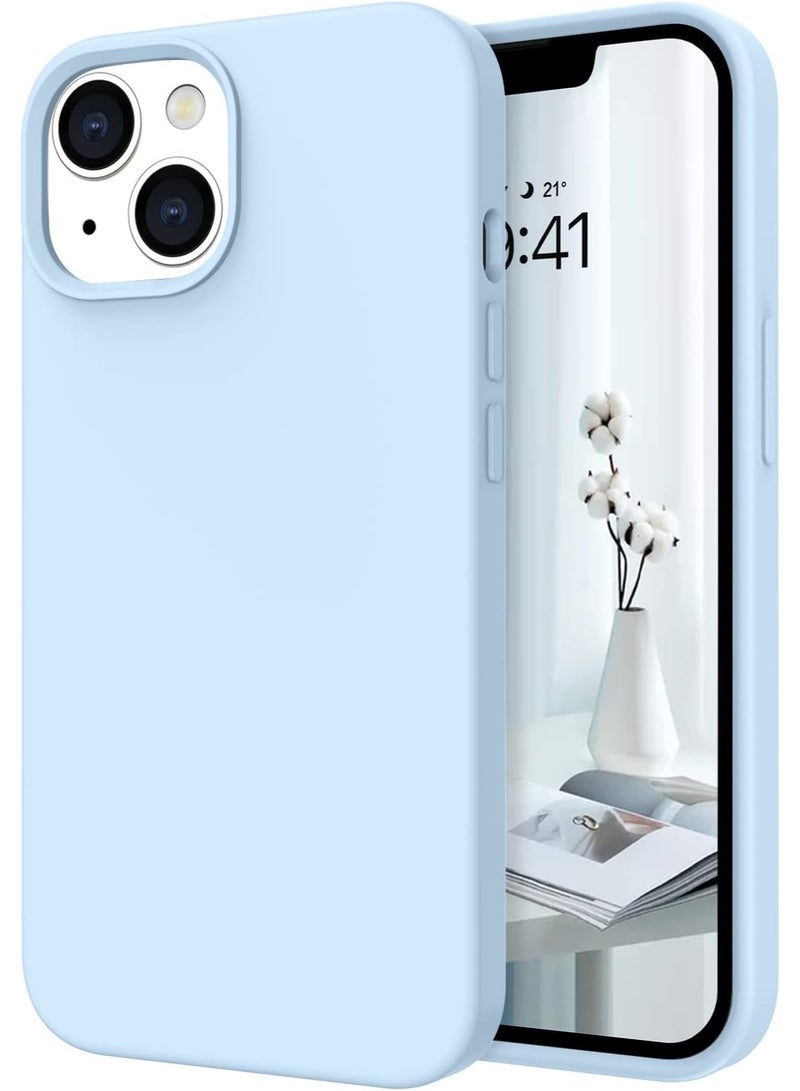 أكاليكس جراب سيليكون سائل فاخر لهاتف iPhone 15 Plus، تصميم نحيف، ملمس ناعم مع بطانة من الألياف الدقيقة وحماية معززة للكاميرا - متين ومقاوم لبصمات الأصابع | أزرق سماوي - Image 1