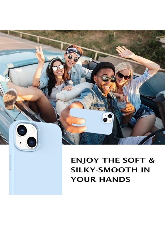 أكاليكس جراب سيليكون سائل فاخر لهاتف iPhone 15 Plus، تصميم نحيف، ملمس ناعم مع بطانة من الألياف الدقيقة وحماية معززة للكاميرا - متين ومقاوم لبصمات الأصابع | أزرق سماوي - Image 5