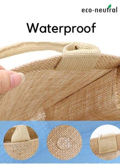 Eco-neutral 5-Piece Jute Tote Shopping Bag Waterproof Coating With Soft Handle  - Image 3