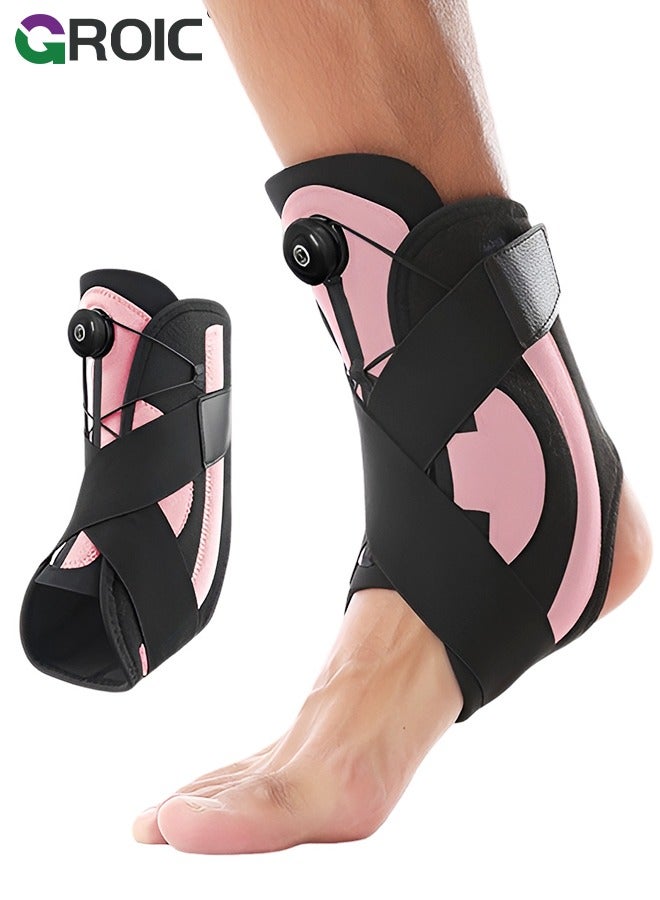 GROIC Adjustable Knob Ankle Support Brace, Ankle Brace Orthopedic Foot Support Shoes, Ankle Protector, Ankle Injury Recovery Wrap, Lace Up Ankle Support for Running, Basketball, Volleyball (1 PC)  - Image 1