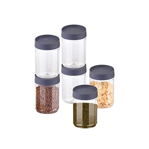 Sky Octave Celebration 6 Pcs with Inter-Stackable Lid Storage Pet Container Gift Set for Kitchen,(1350 ml x 6,Grey) - Image 1