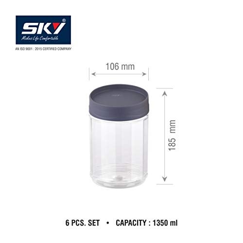 Sky Octave Celebration 6 Pcs with Inter-Stackable Lid Storage Pet Container Gift Set for Kitchen,(1350 ml x 6,Grey) - Image 3
