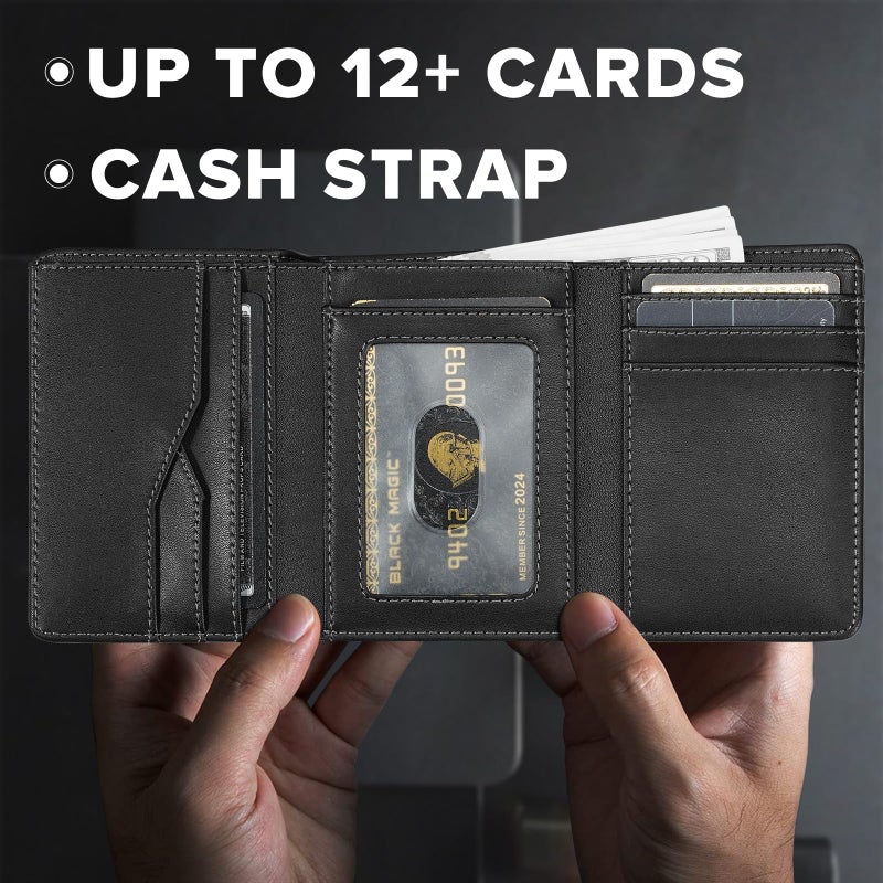 furid Genuine Leather Wallet Chains for Men: Wallet Chain with Card Holder - RFID Trifold Wallets with Anti Theft Chain - Gifts for Father Husband for Birthday Anniversary - Image 2