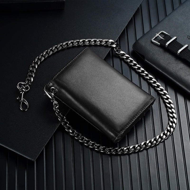 furid Genuine Leather Wallet Chains for Men: Wallet Chain with Card Holder - RFID Trifold Wallets with Anti Theft Chain - Gifts for Father Husband for Birthday Anniversary - Image 5