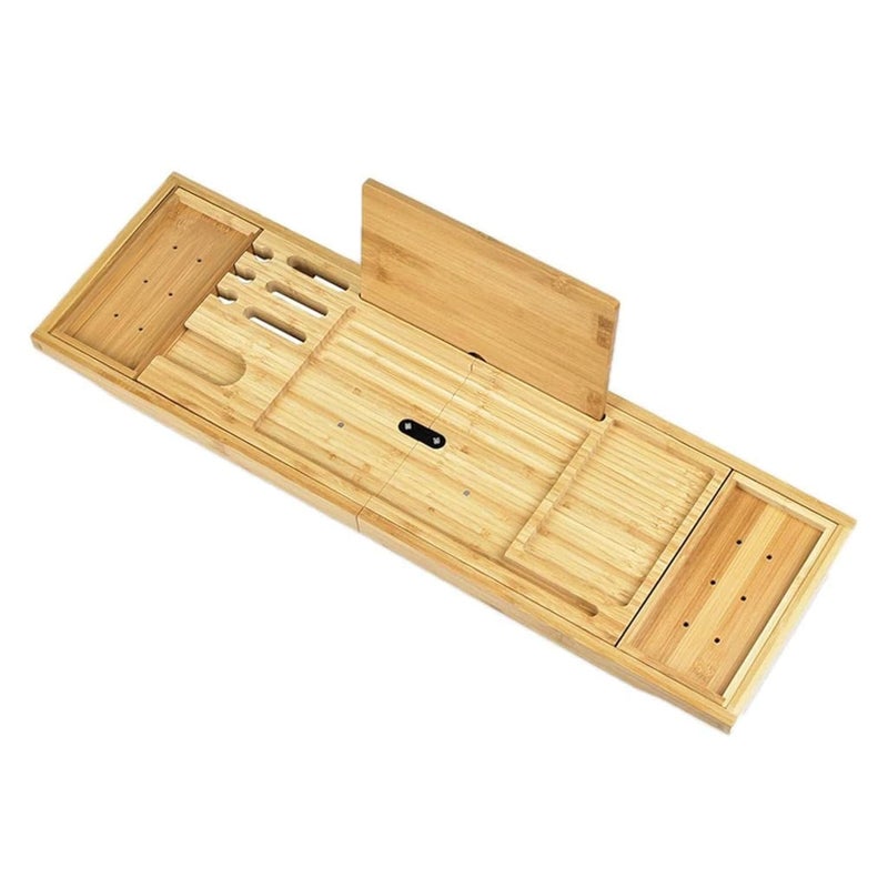 Everhype Bathtub Tray Bamboo Bathtub Caddy | Wooden Bathtub Caddy | Expandable Handles | Bathtub Organizer with Book, Tablet, Wine Glass, Cup, Towel, Cosmetics Holder - Image 2