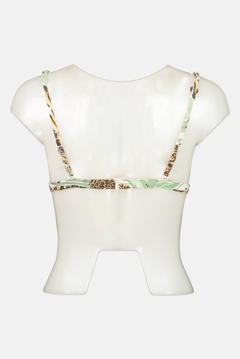 Women Padded Animal Print Bikini Top, Multicolor