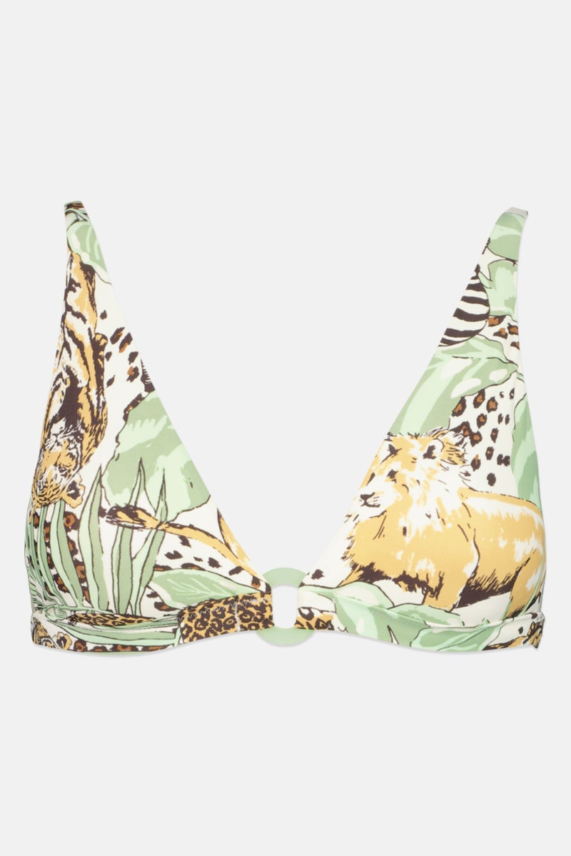 Women Padded Animal Print Bikini Top, Multicolor