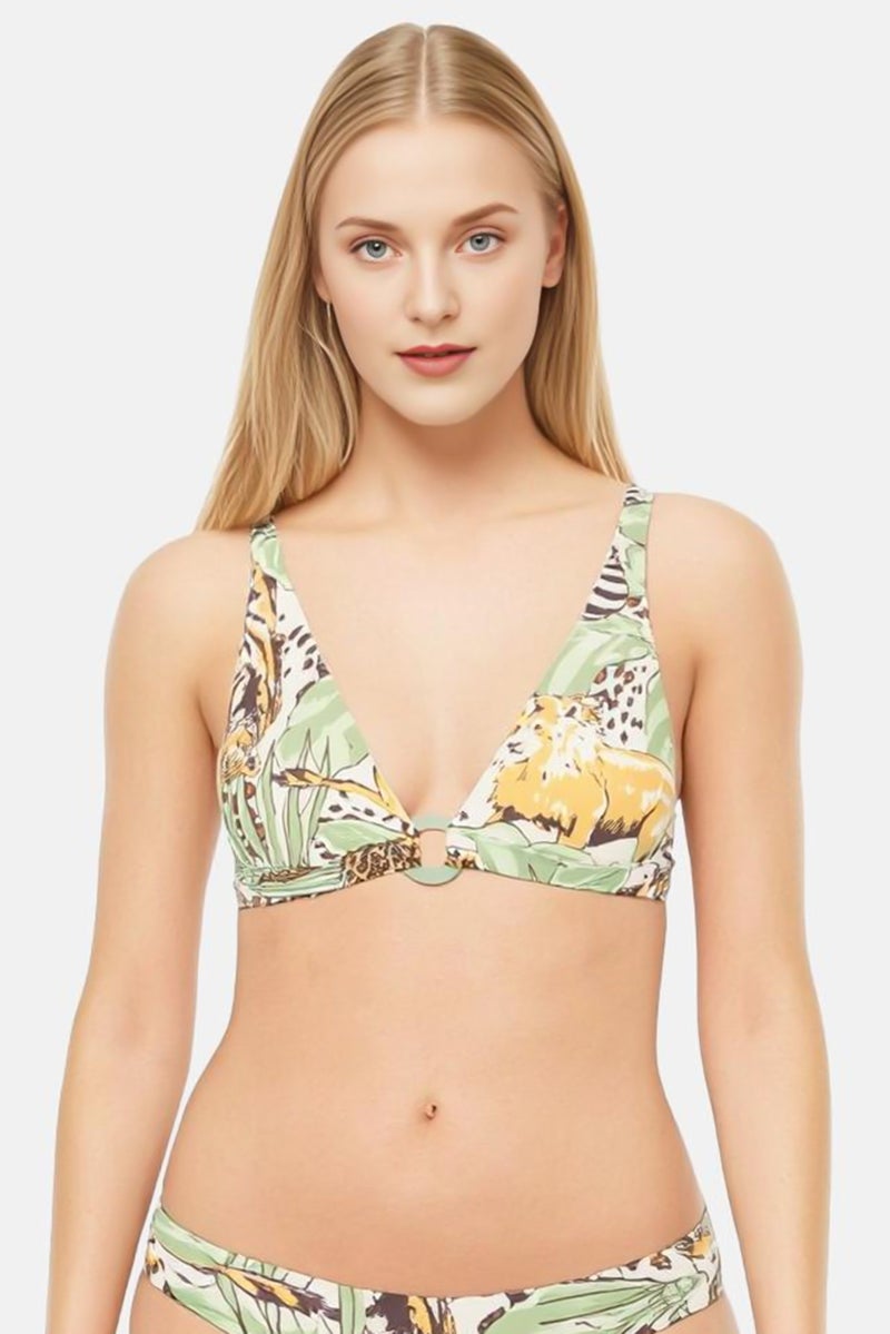 Women Padded Animal Print Bikini Top, Multicolor